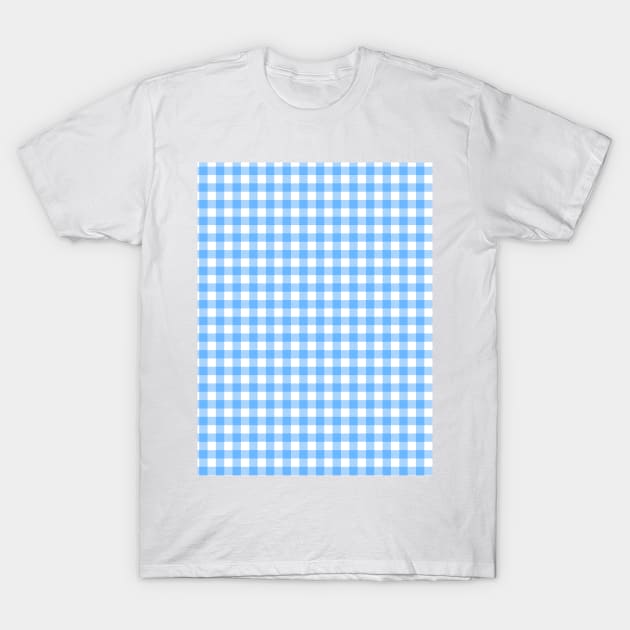 Blue and White Plaid Pattern T-Shirt by mareescatharsis